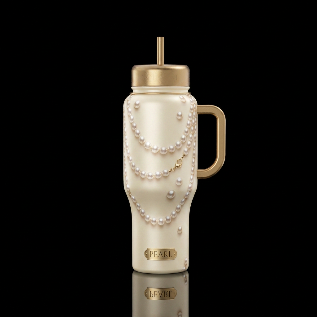Clutching her pearls water bottle design