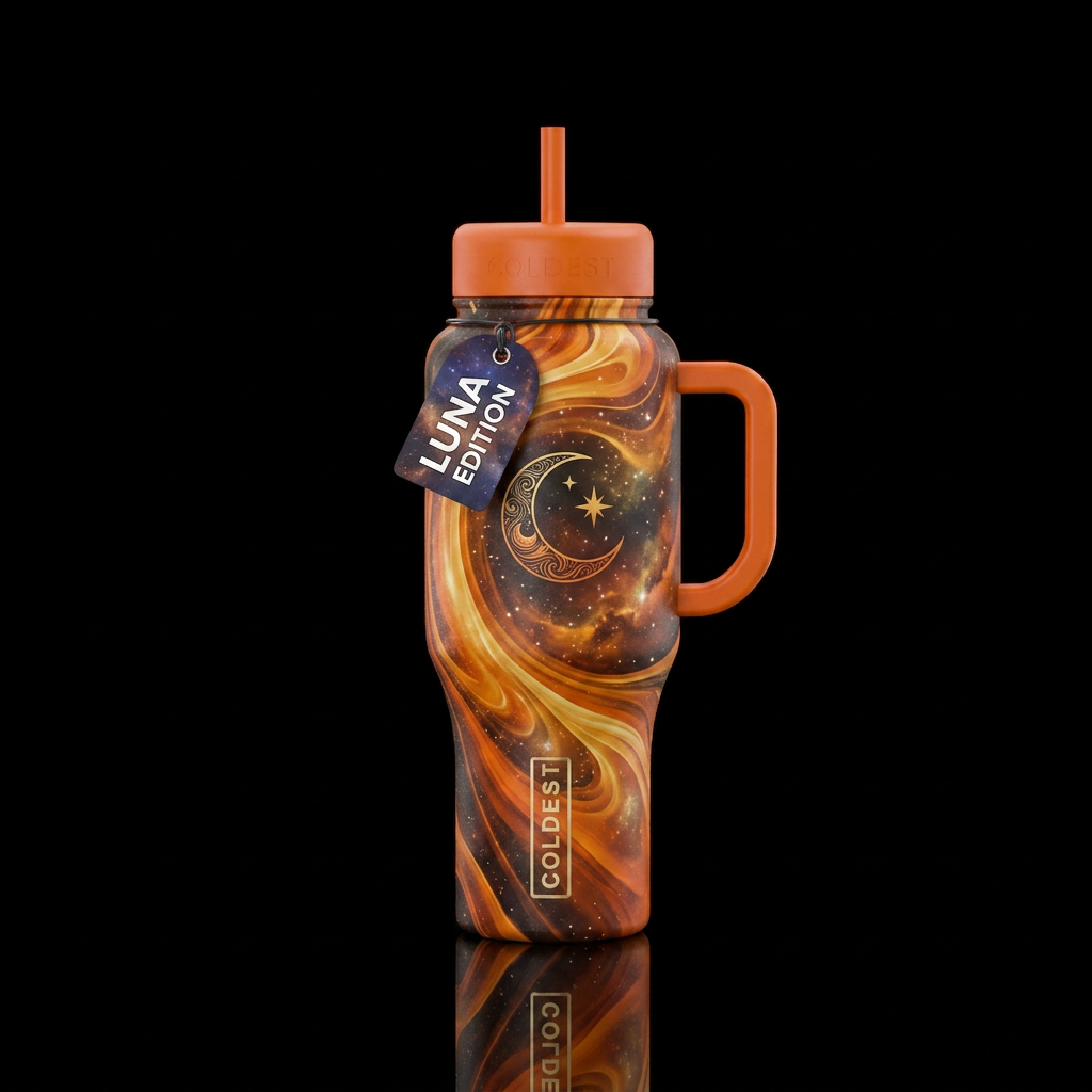 Orange luna water bottle design