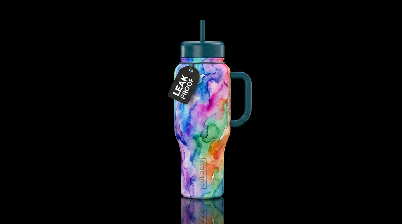 Watercolor swirls water bottle design