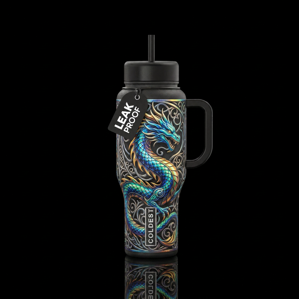 metalwork, dragon water bottle design