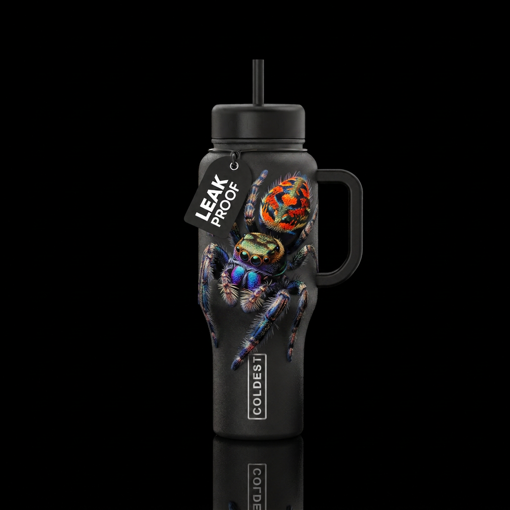 Jumping spider water bottle design