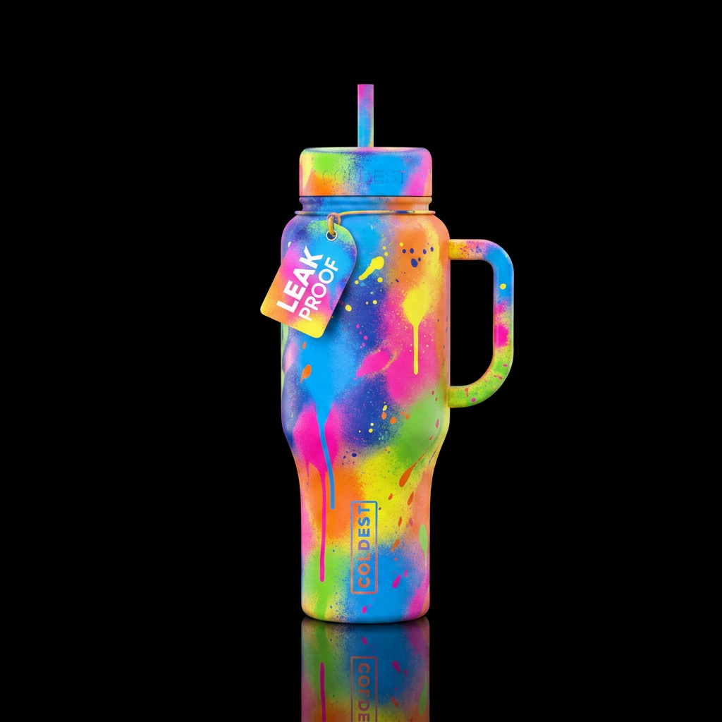 spray painted water bottle design