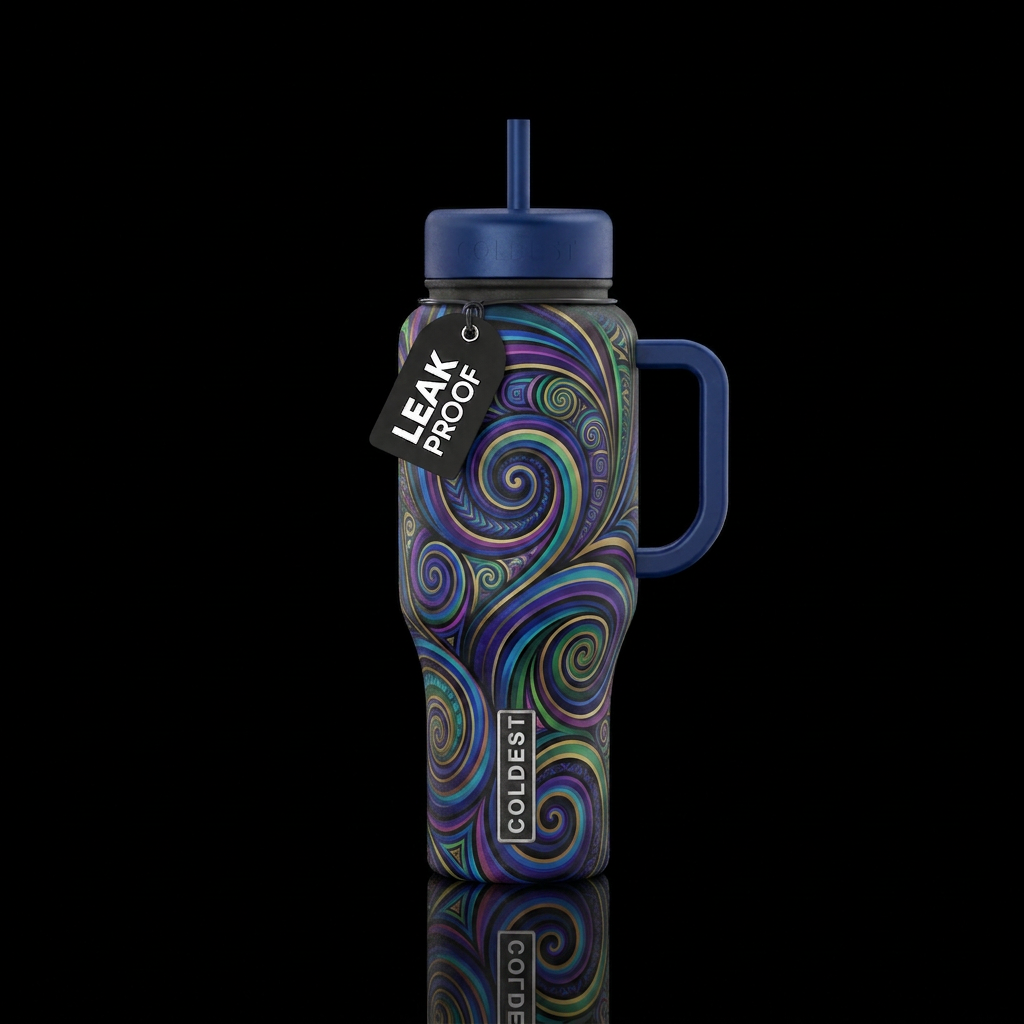 dark mood, spirals water bottle design