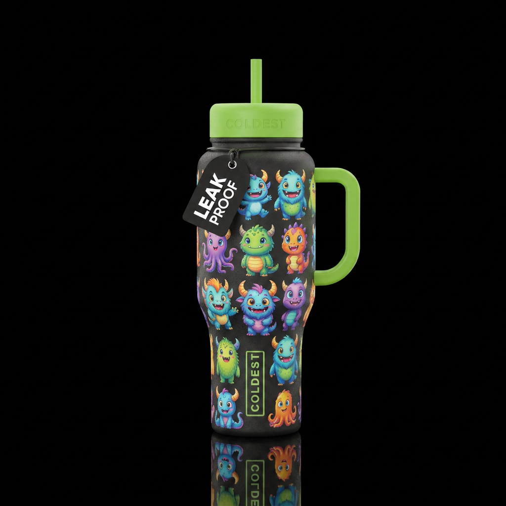 Baby monsters water bottle design