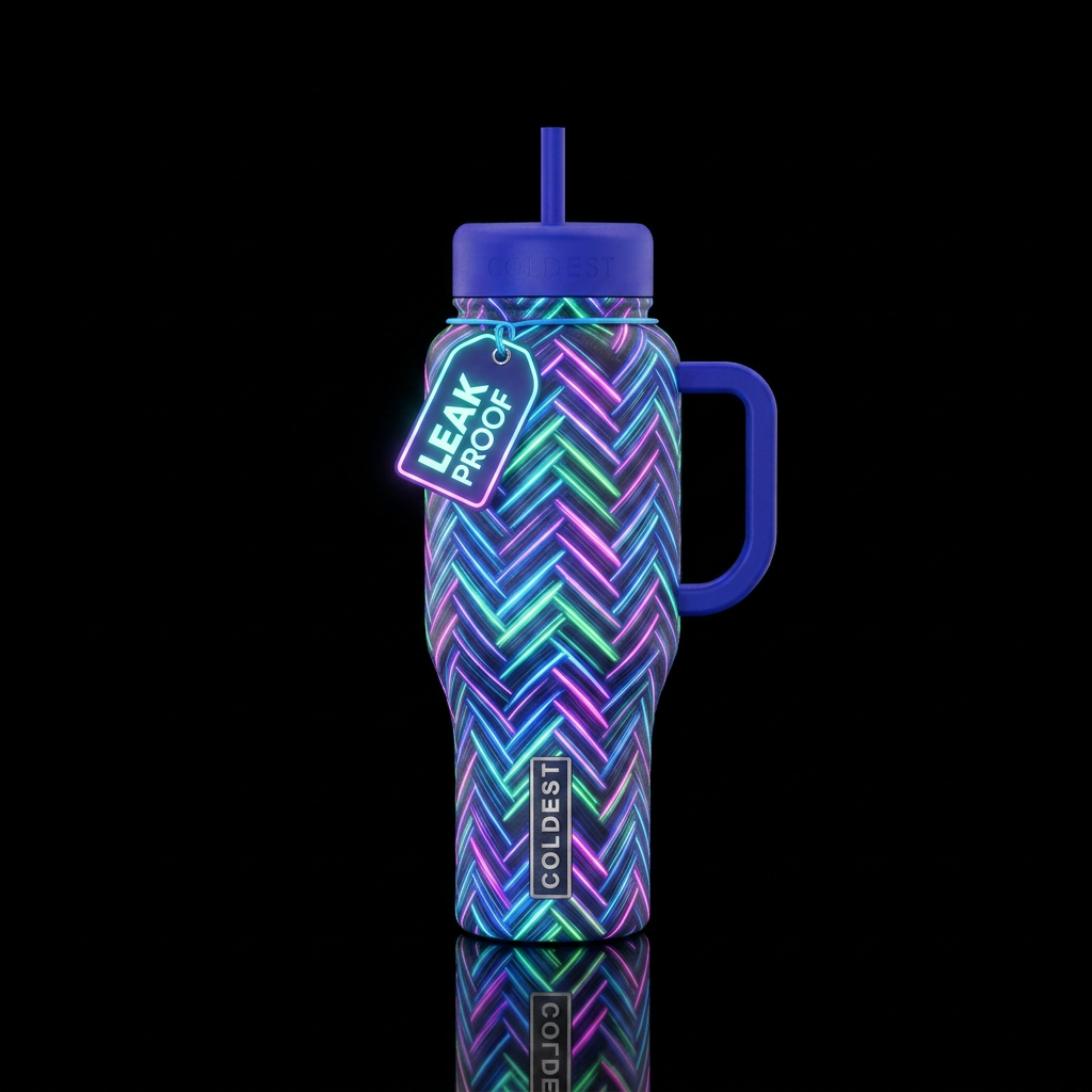 Neon Herringbone water bottle design