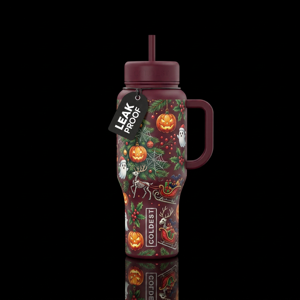 Haunted Christmas water bottle design
