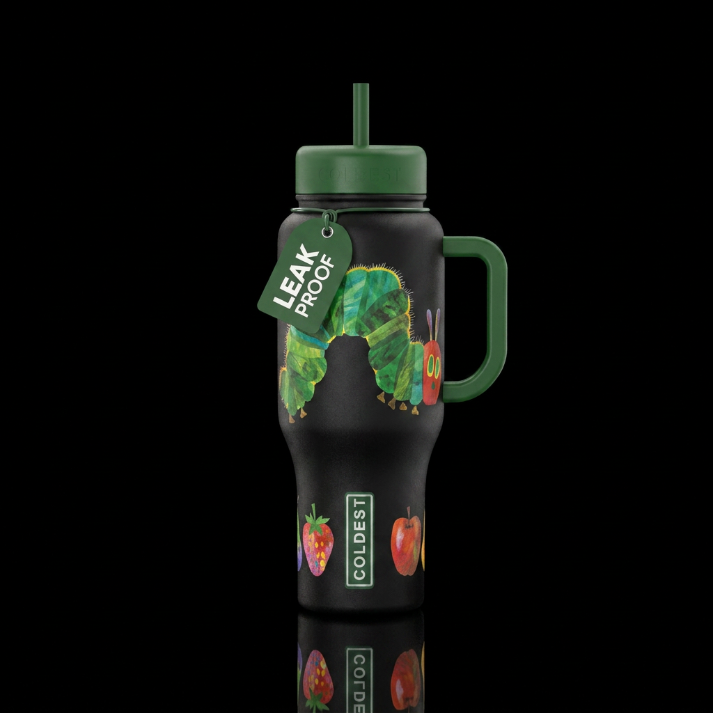 Very hungry caterpillar water bottle design