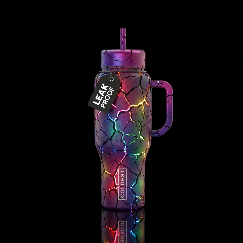 Light shining through cracks water bottle design