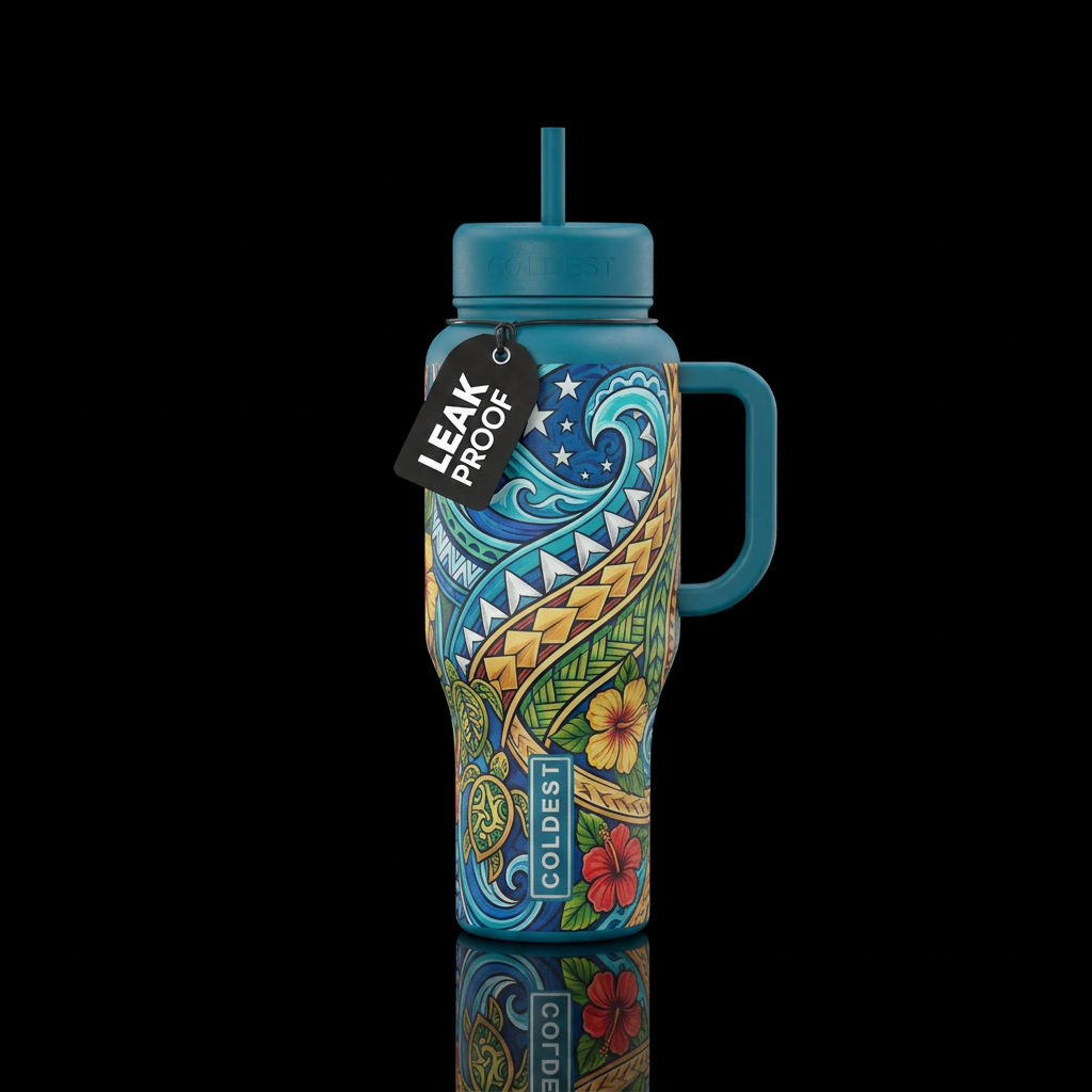 pacific islander, beautiul water bottle design