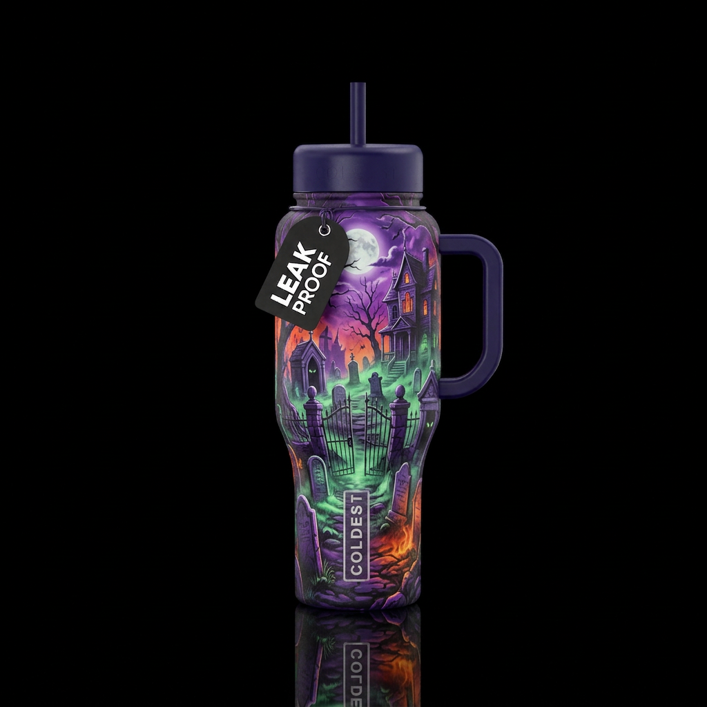 Haunted Graveyard water bottle design