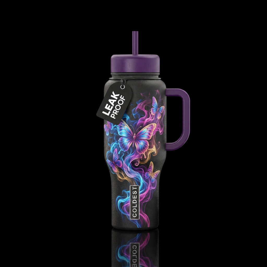 butterfly, smoke water bottle design