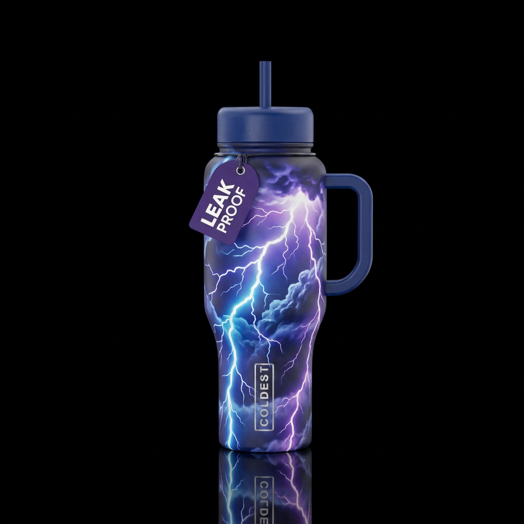Thunder and lightning water bottle design