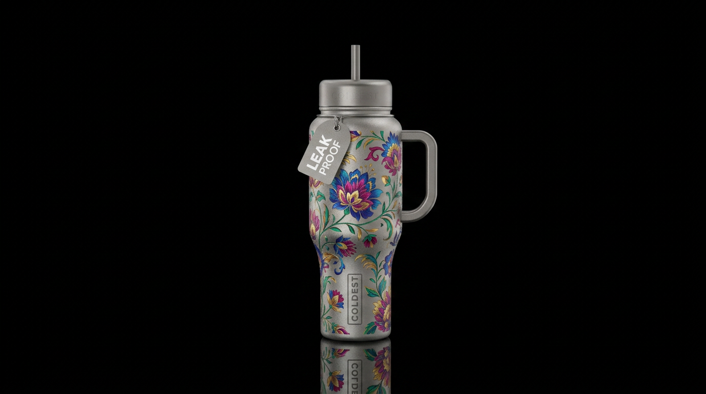 floral, pewter water bottle design