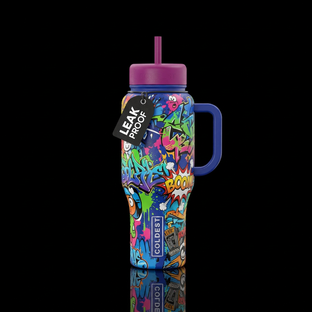 street art, explosive water bottle design