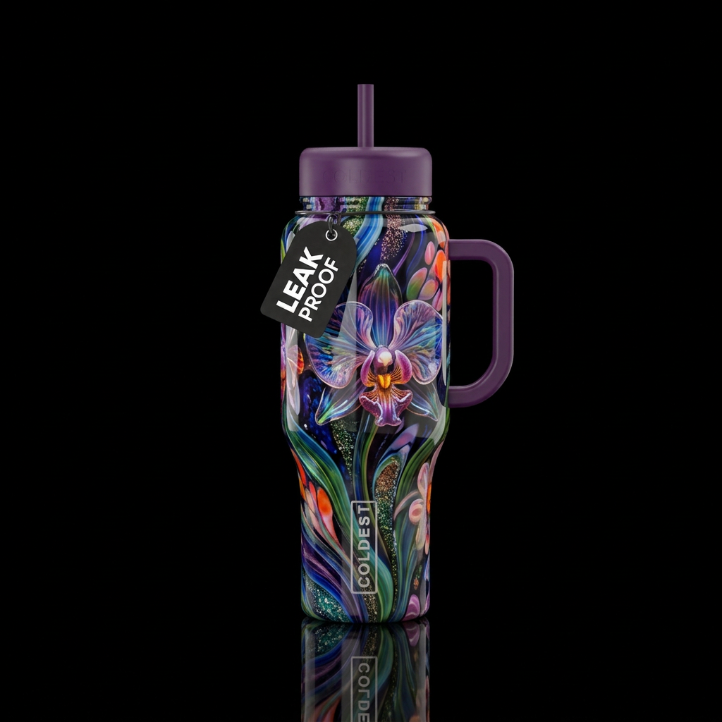 glass blowing, orchid water bottle design