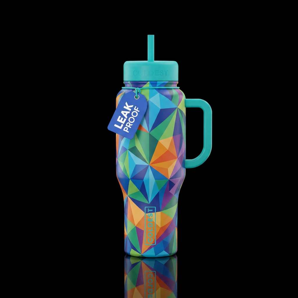 geometric, modern water bottle design