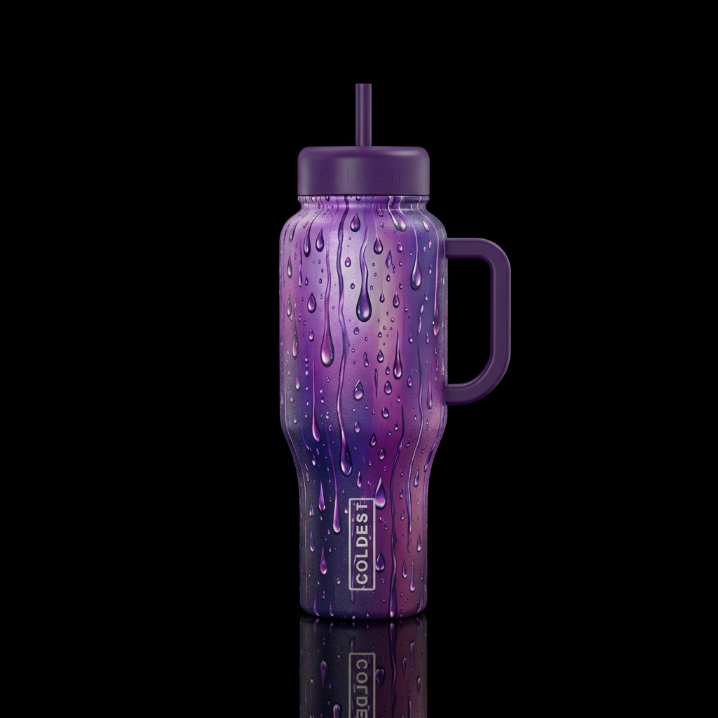 Purple rain water bottle design