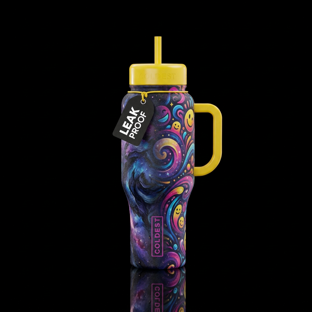 dark mood, happy mood water bottle design