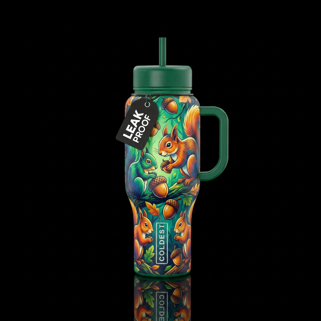 Gone squirrel water bottle design
