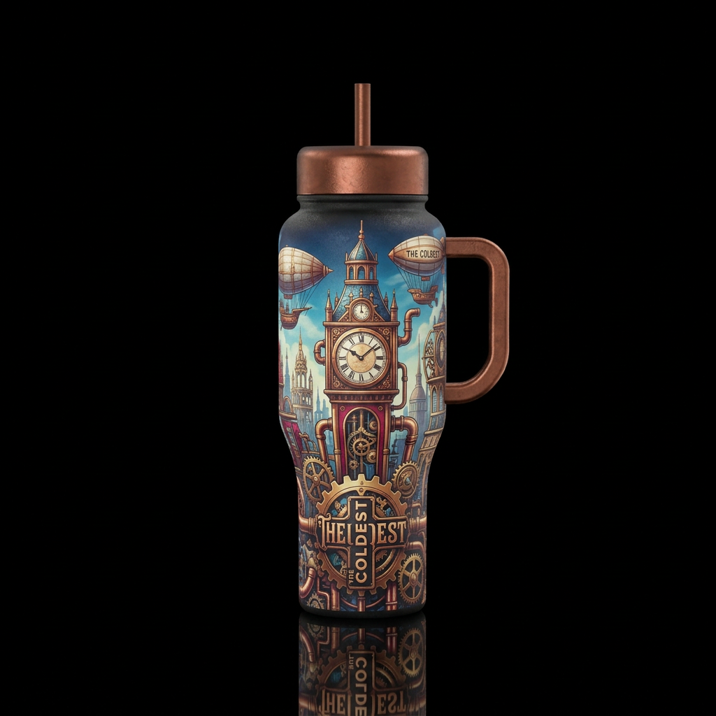 steampunk city water bottle design