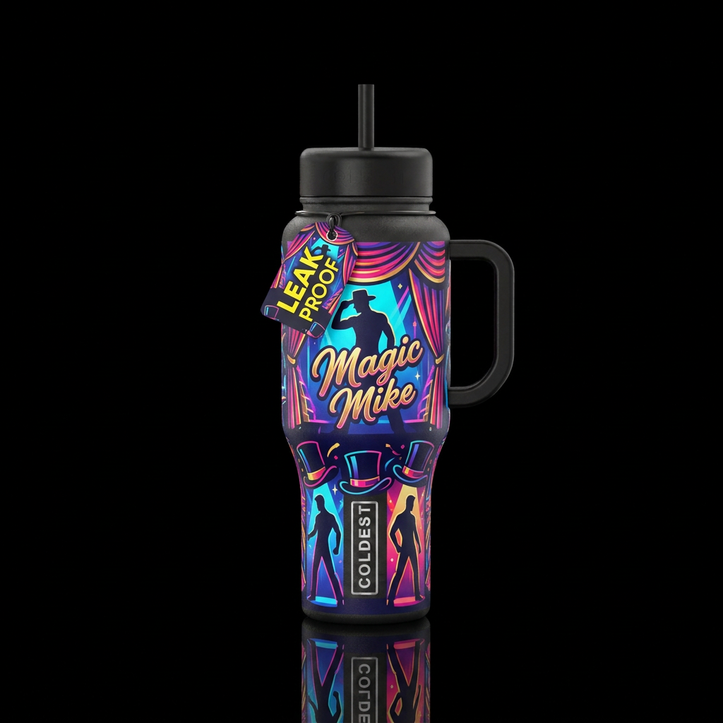 Magic Mike water bottle design