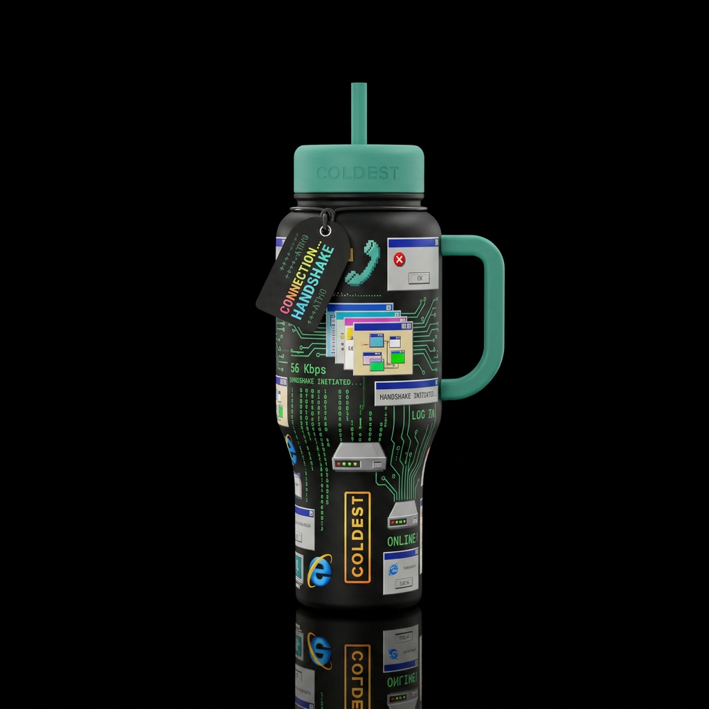 Dial up internet water bottle design