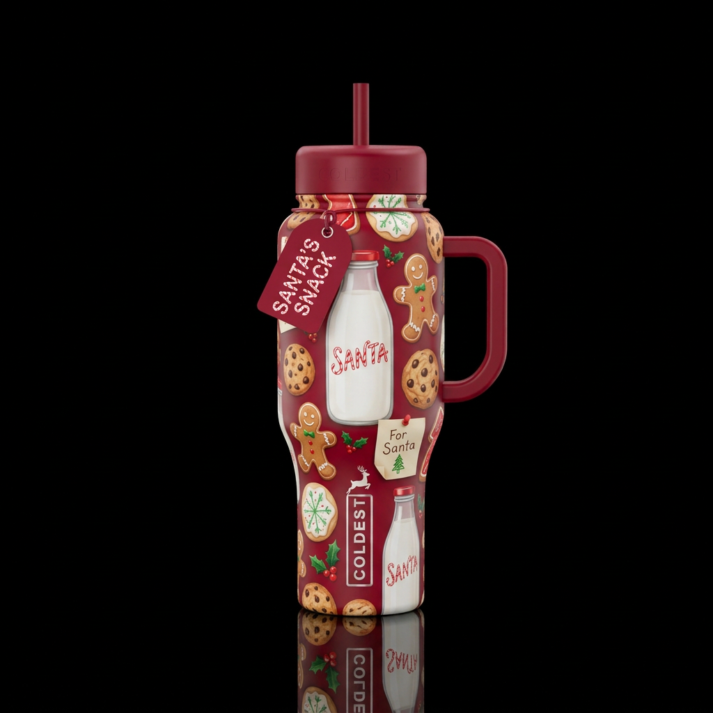 Milk and cookies for santa water bottle design