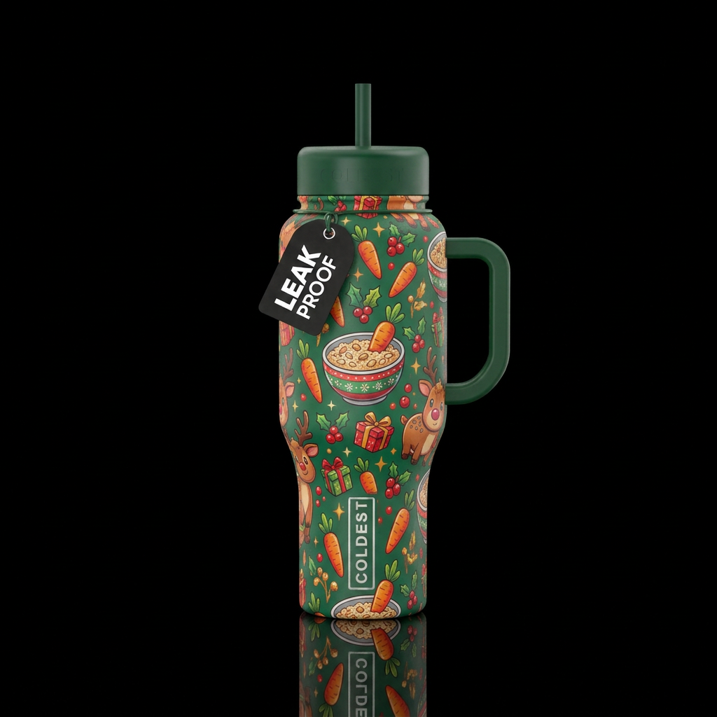 Reindeer treats water bottle design