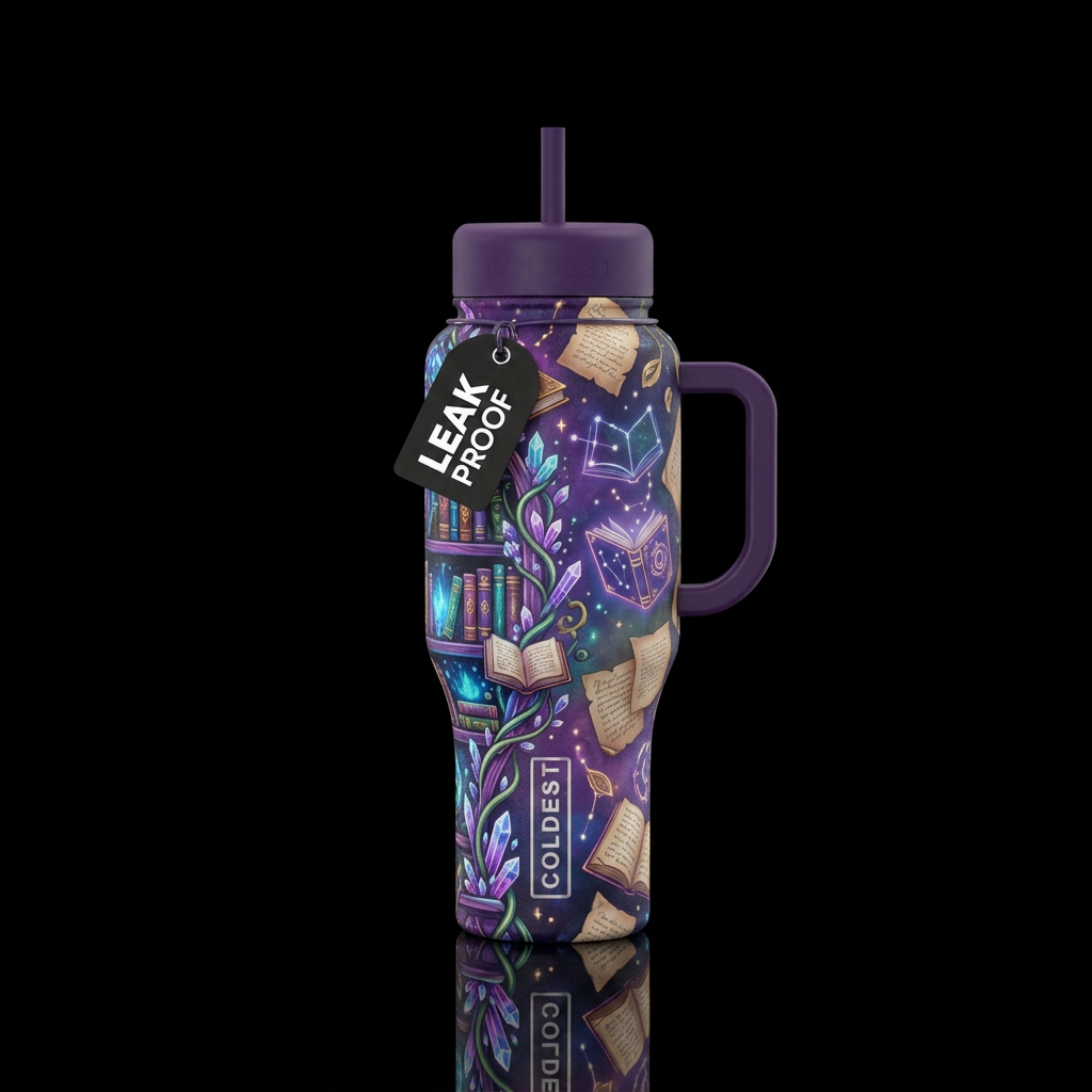 Enchanted chapters water bottle design
