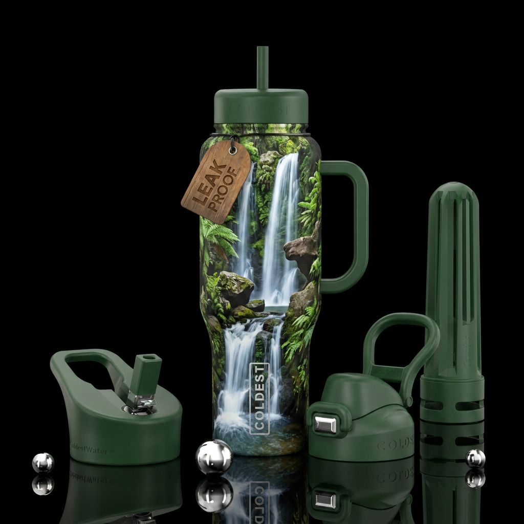 Green Lagoon water bottle design