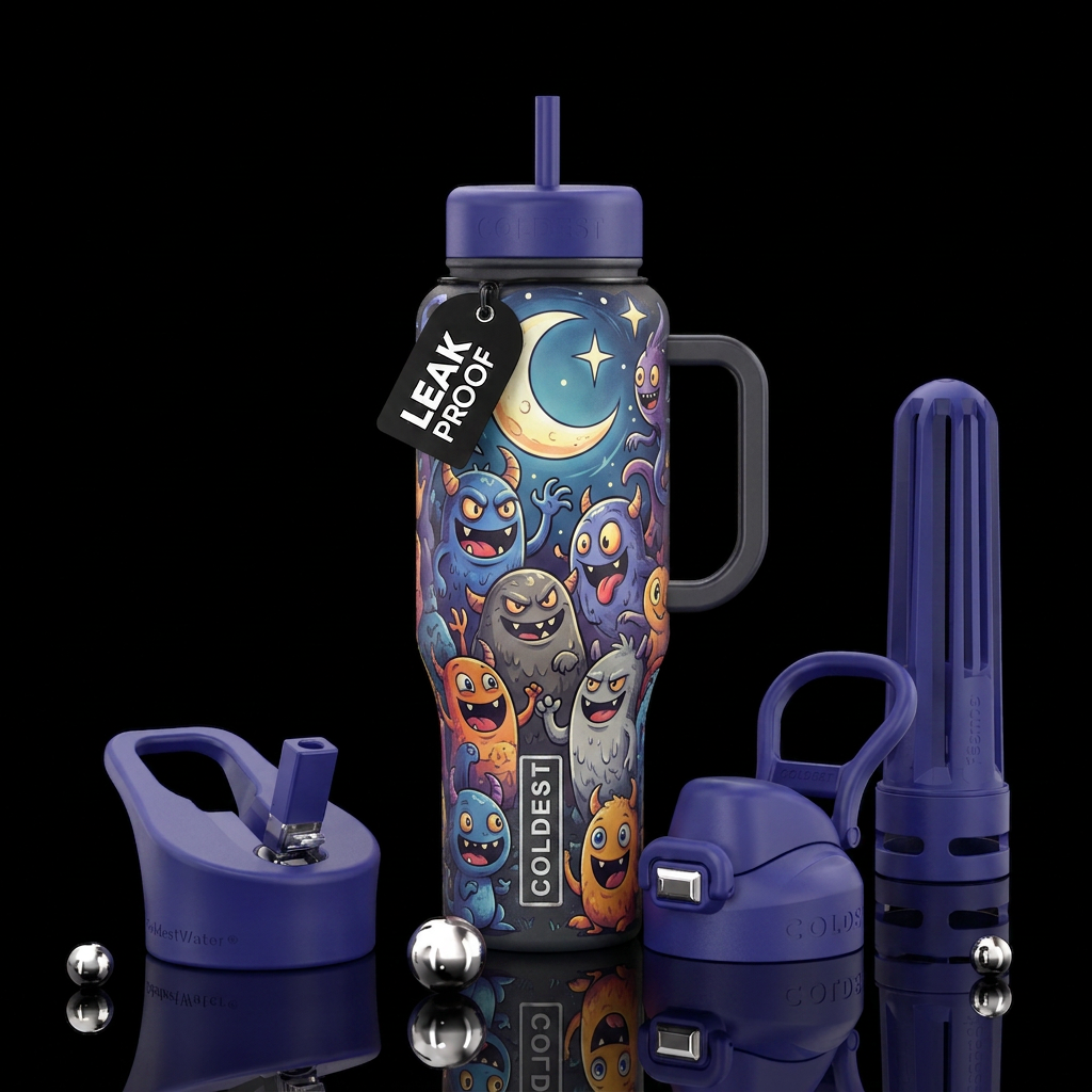 Moonlit Monsters water bottle design
