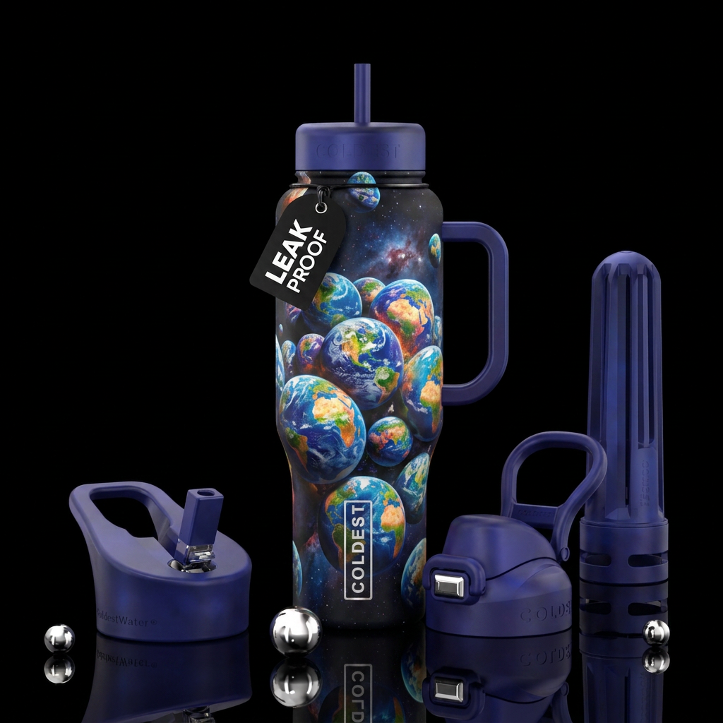 Planetary Pinball water bottle design