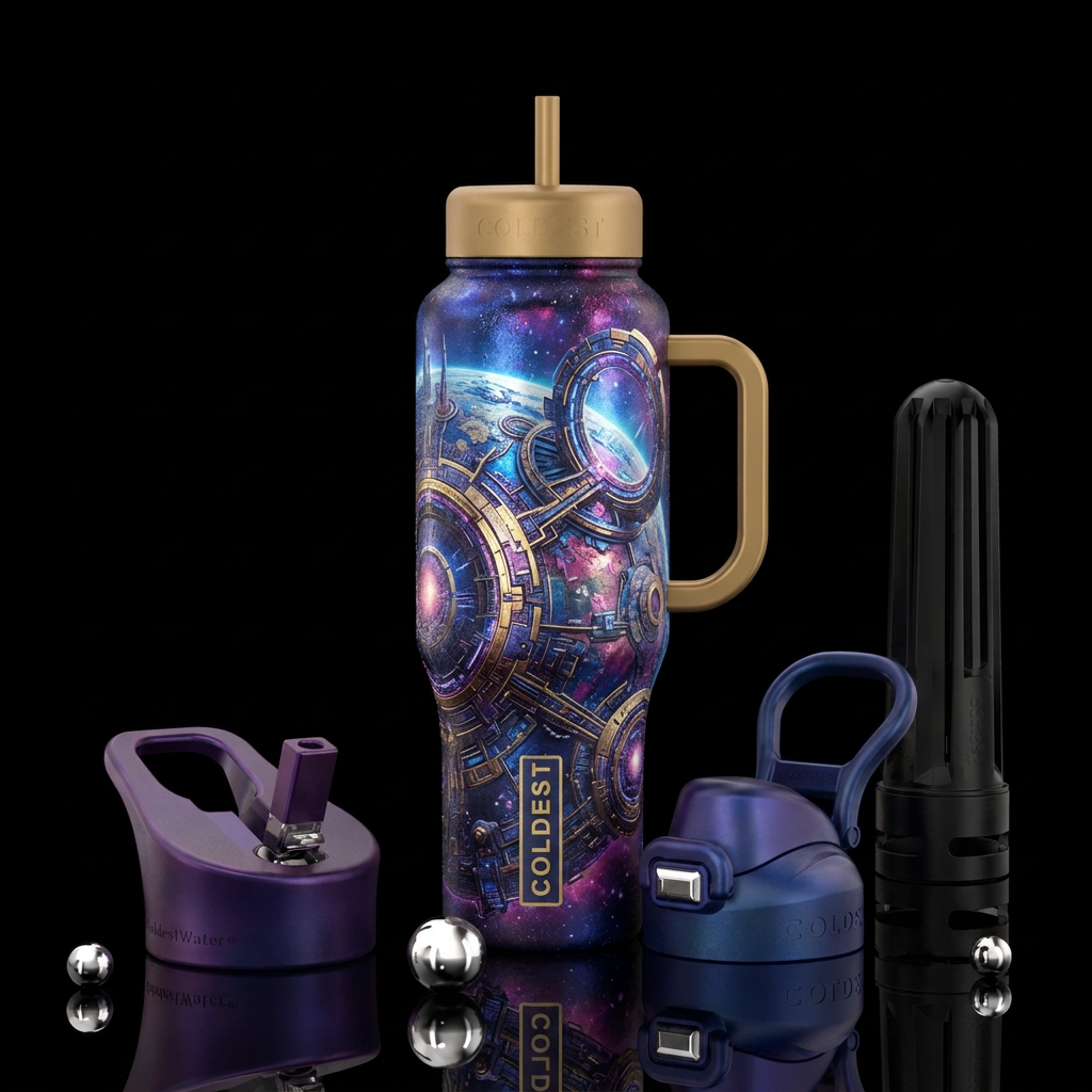 Planet Jump City water bottle design
