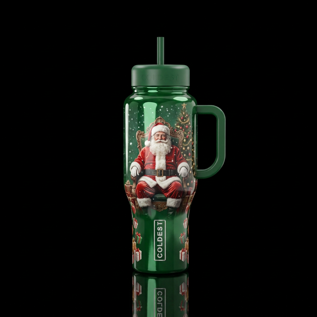 A shiney deep green bottle no tag hanging  with a ... water bottle design