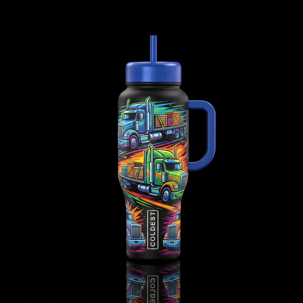 Flatbed semi water bottle design