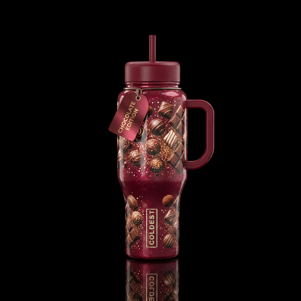 A bottle with different sized pieces of elegant va... water bottle design
