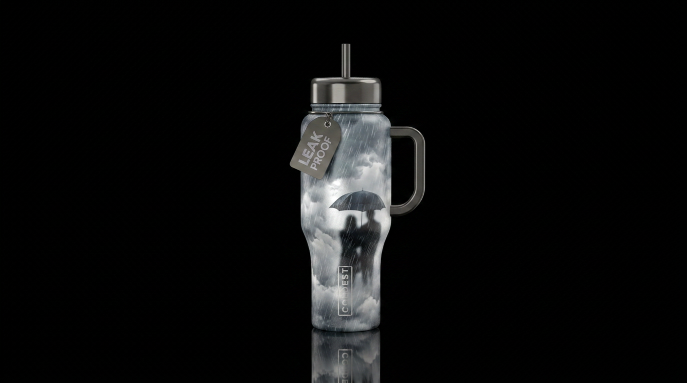silver and gray bbackground tones, with various cl... water bottle design