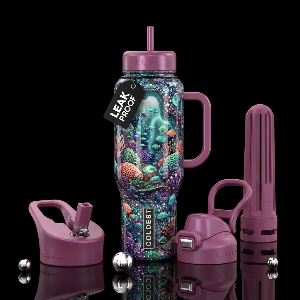 atlantis bottle. imaginary but realistic, colorful... water bottle design