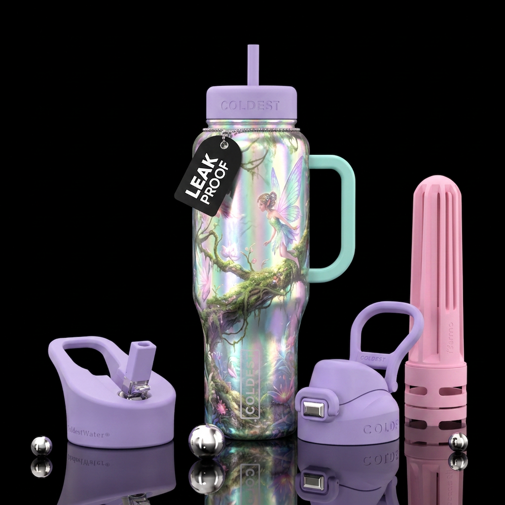 fairy, forest, magical,  fantasy but realistic loo... water bottle design