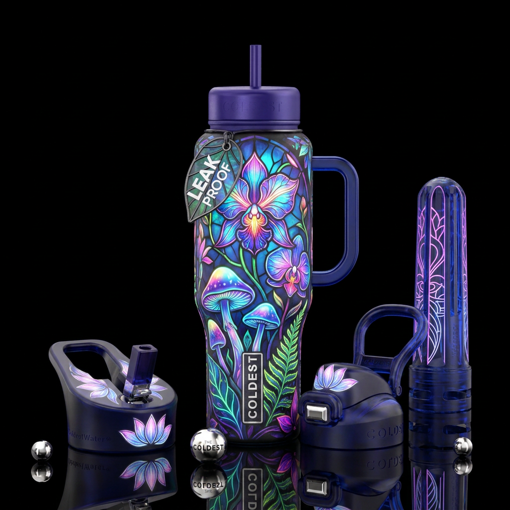 Magical Floral Panes water bottle design