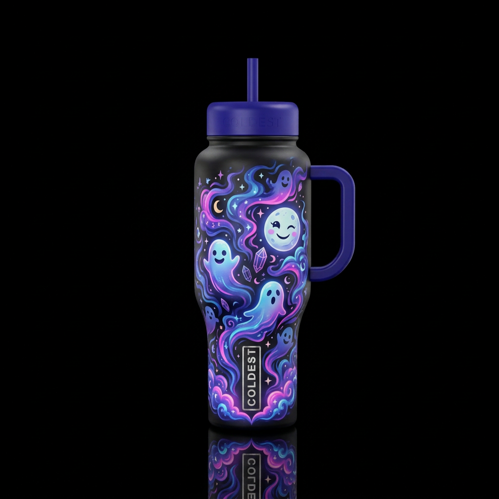 haunted, magic, magical, happy mood, smoke water bottle design