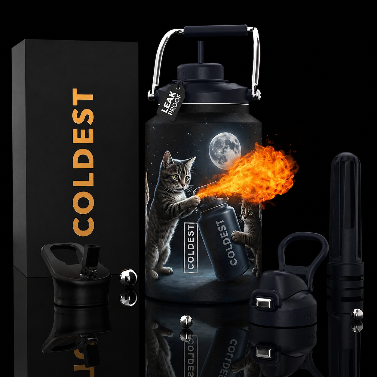 Test Quality Control Kitties water bottle design