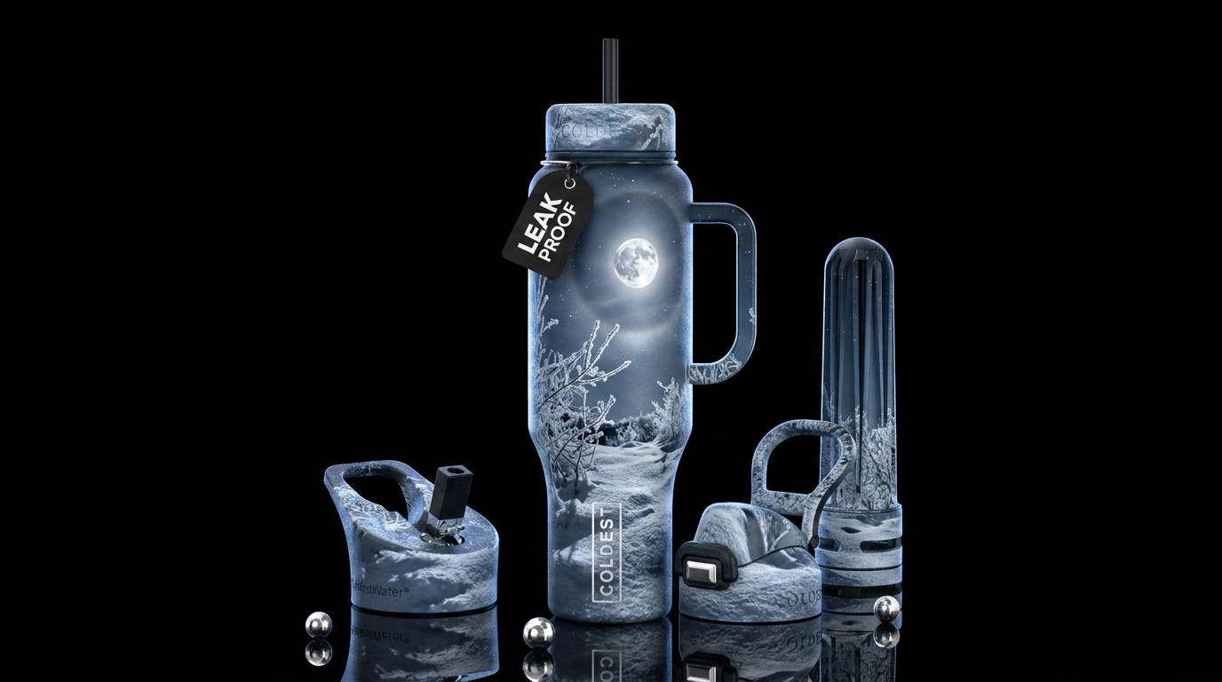 Photograph the Cold Moon on the coldest night of w... water bottle design