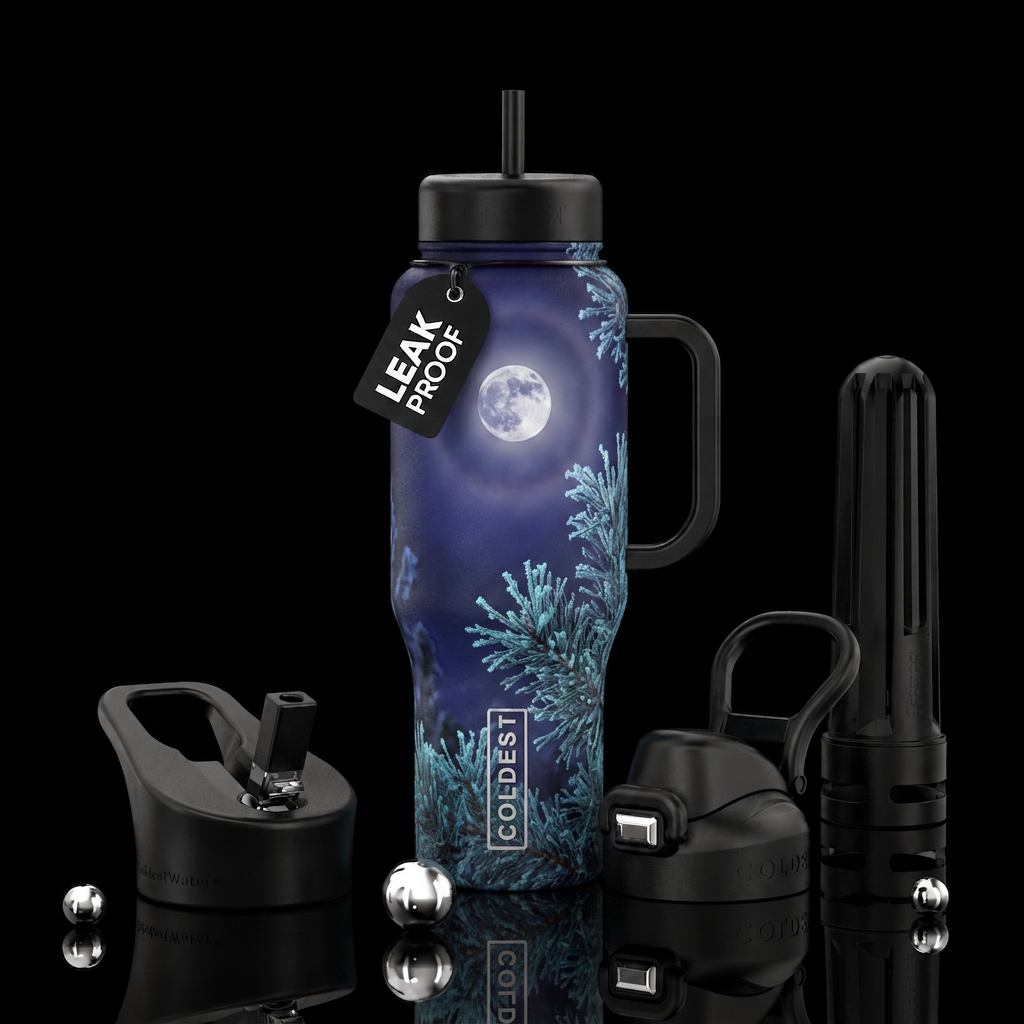 Photograph the December Cold Moon on a subzero win... water bottle design