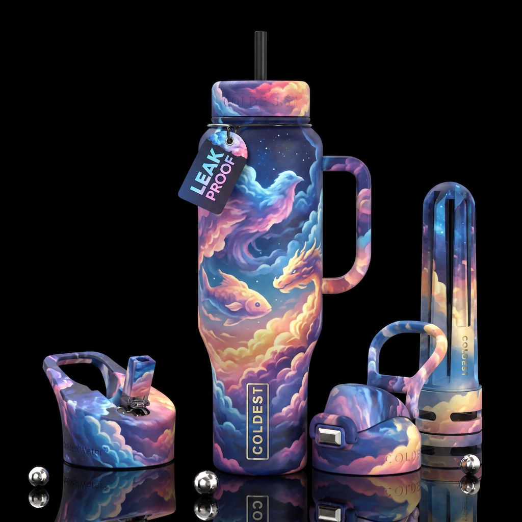 Cloud spotting water bottle design