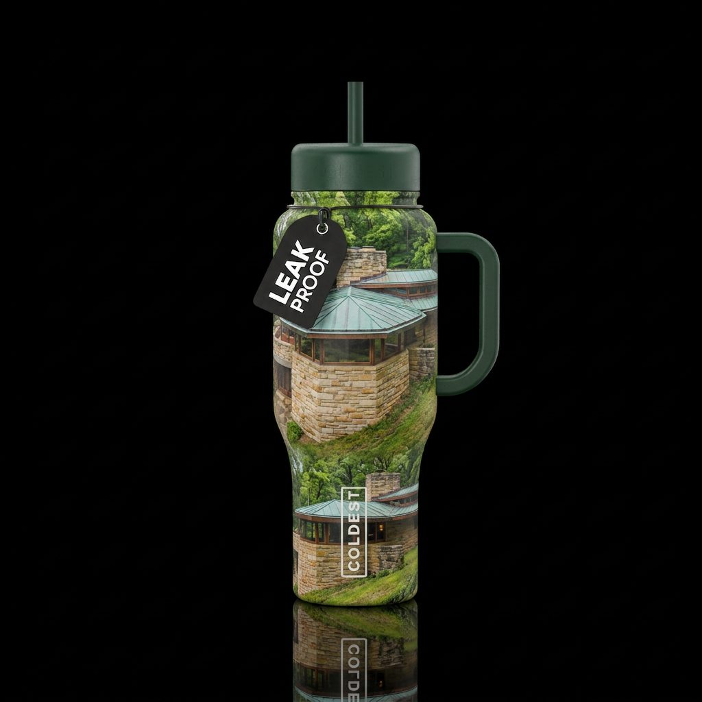 Frank Lloyd Wright Kentuck Knob, photorealistic, d... water bottle design