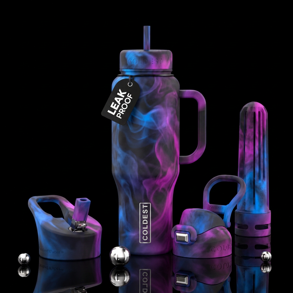 smoke, matte, realism water bottle design