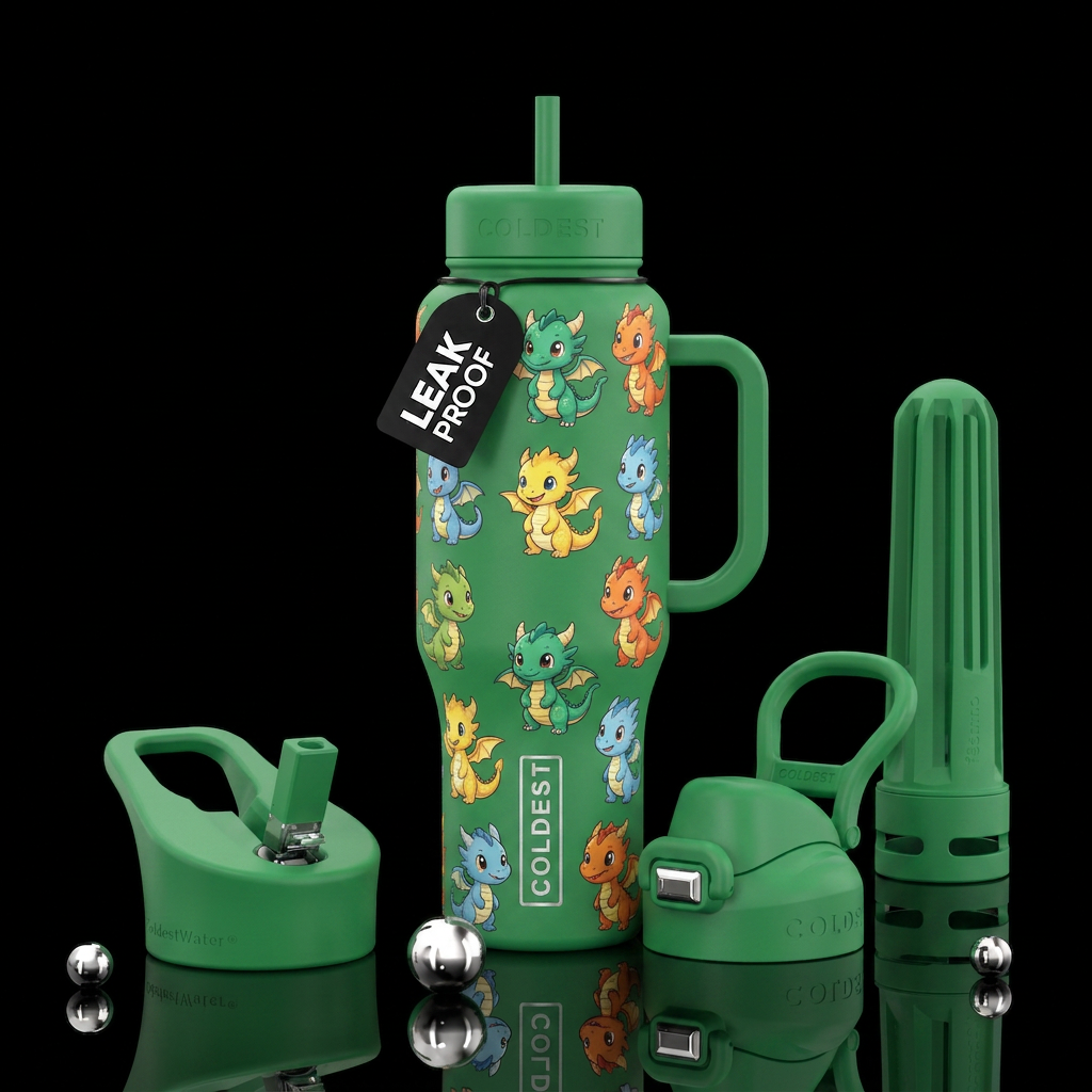 Baby cartoon cute dragons water bottle design