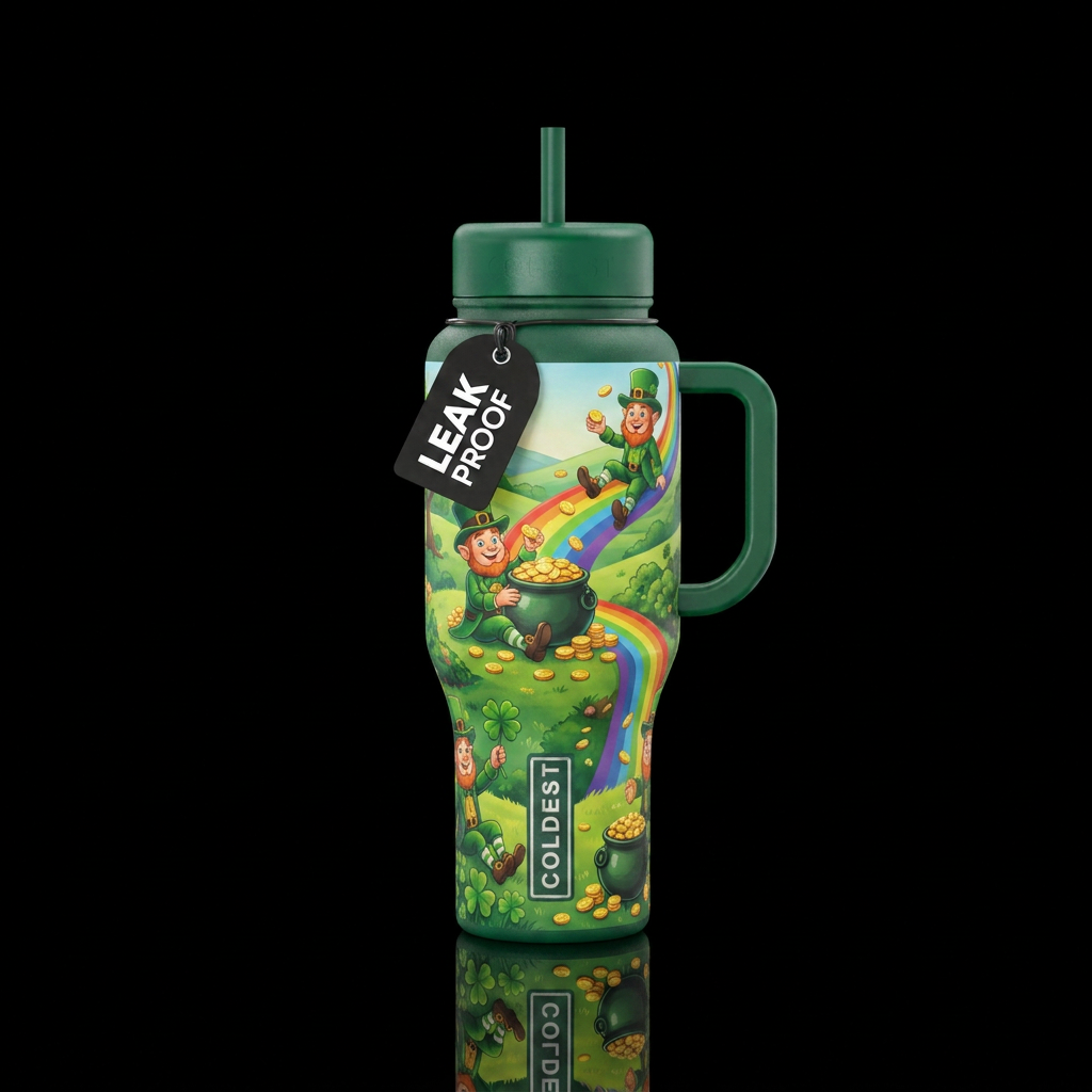 Pot of gold, leprechauns water bottle design