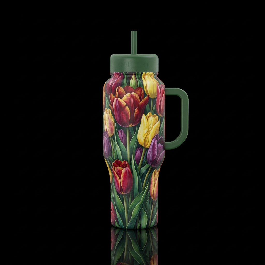 Tulips, pretty, beautiful, water bottle design